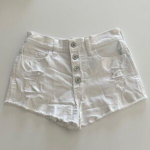 Vintage Relaxed White Distressed Denim Shorts
